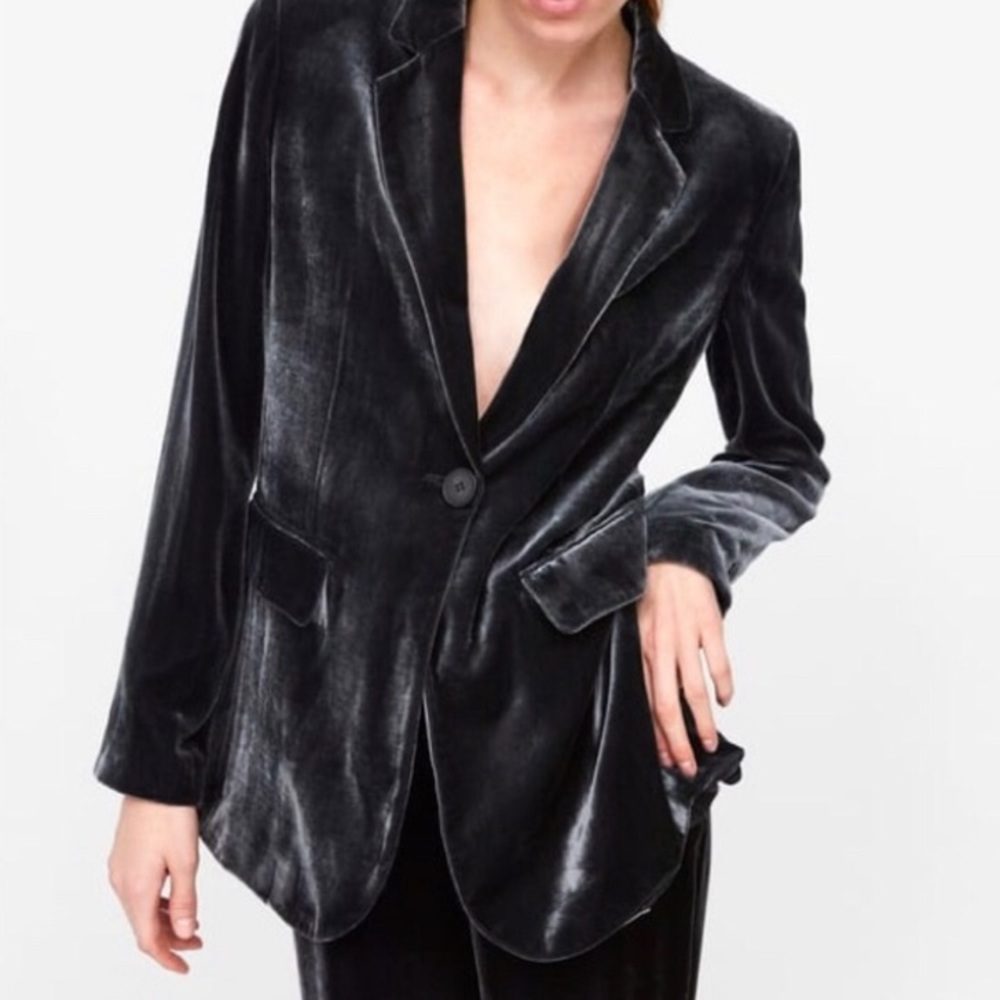 Zara Silk Velvet Blazer